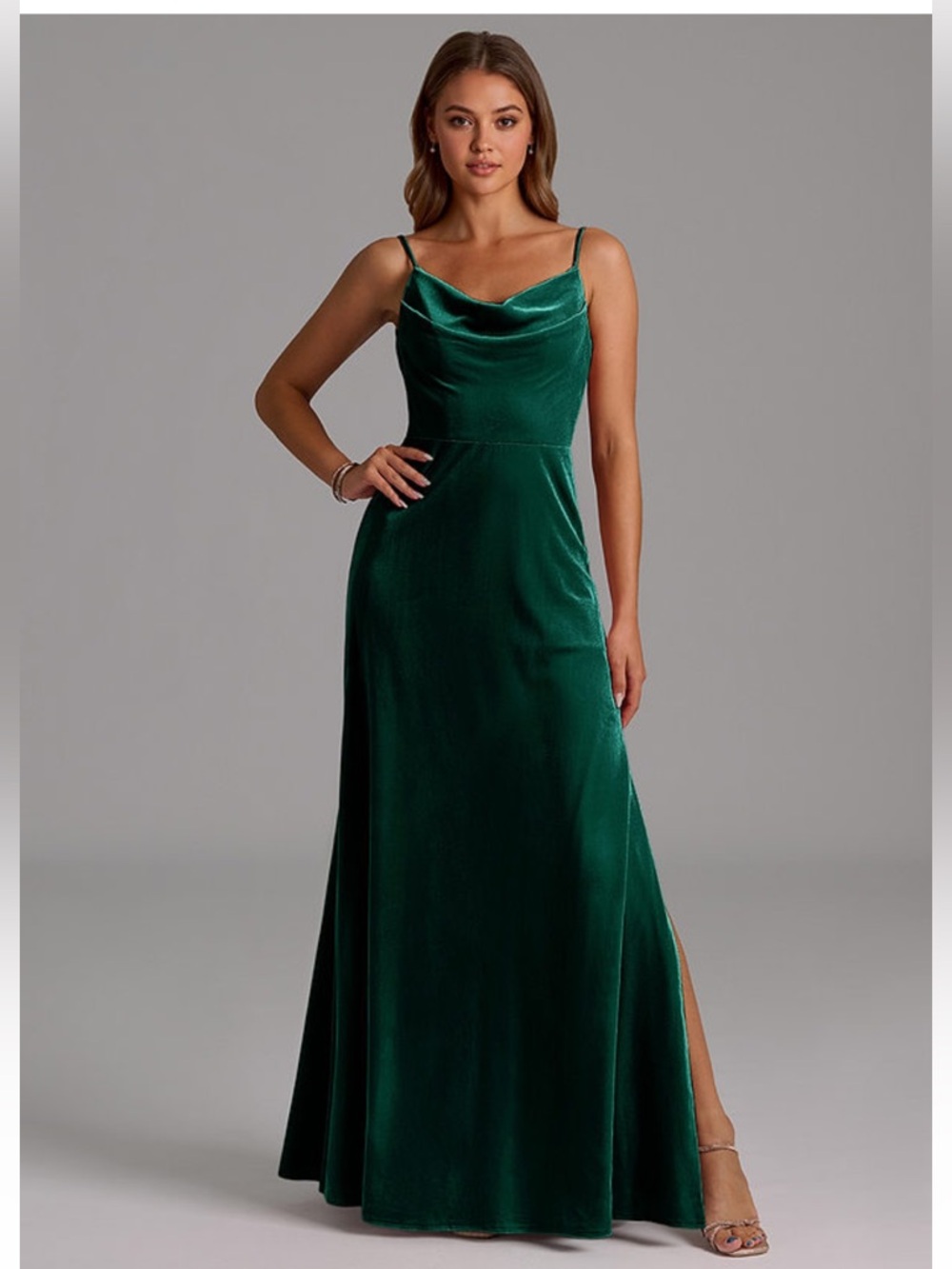 Azazie Emerald Green Velvet Maxi Dress